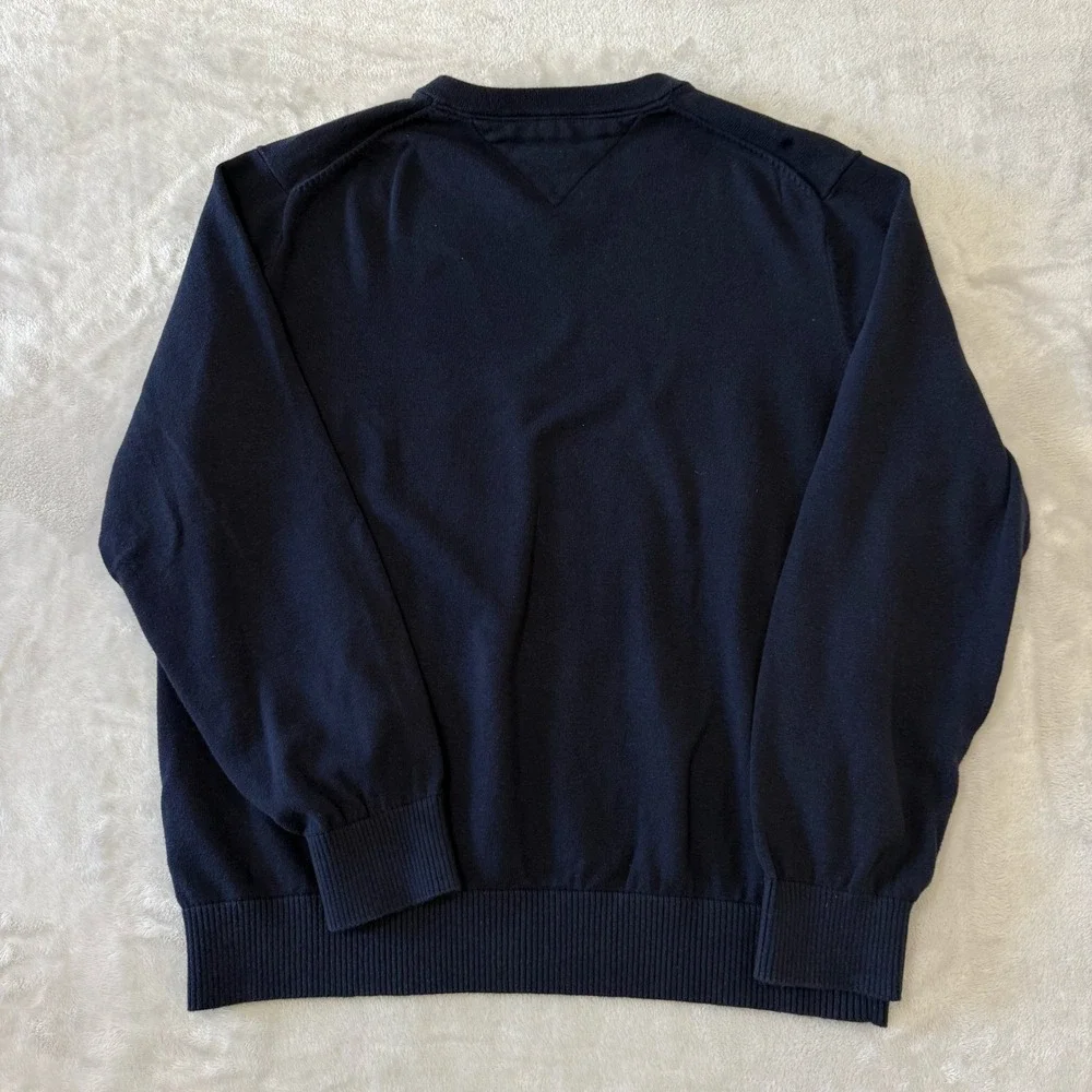 Tommy Hilfiger Mens V Neck‎ Sweater Long Sleeve Casual Classic Navy
